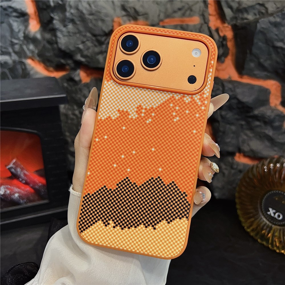 For iPhone 17 Pro Magnetic Case Orange Synthetic Fiber + PC Phone Back Cover - Milky Way