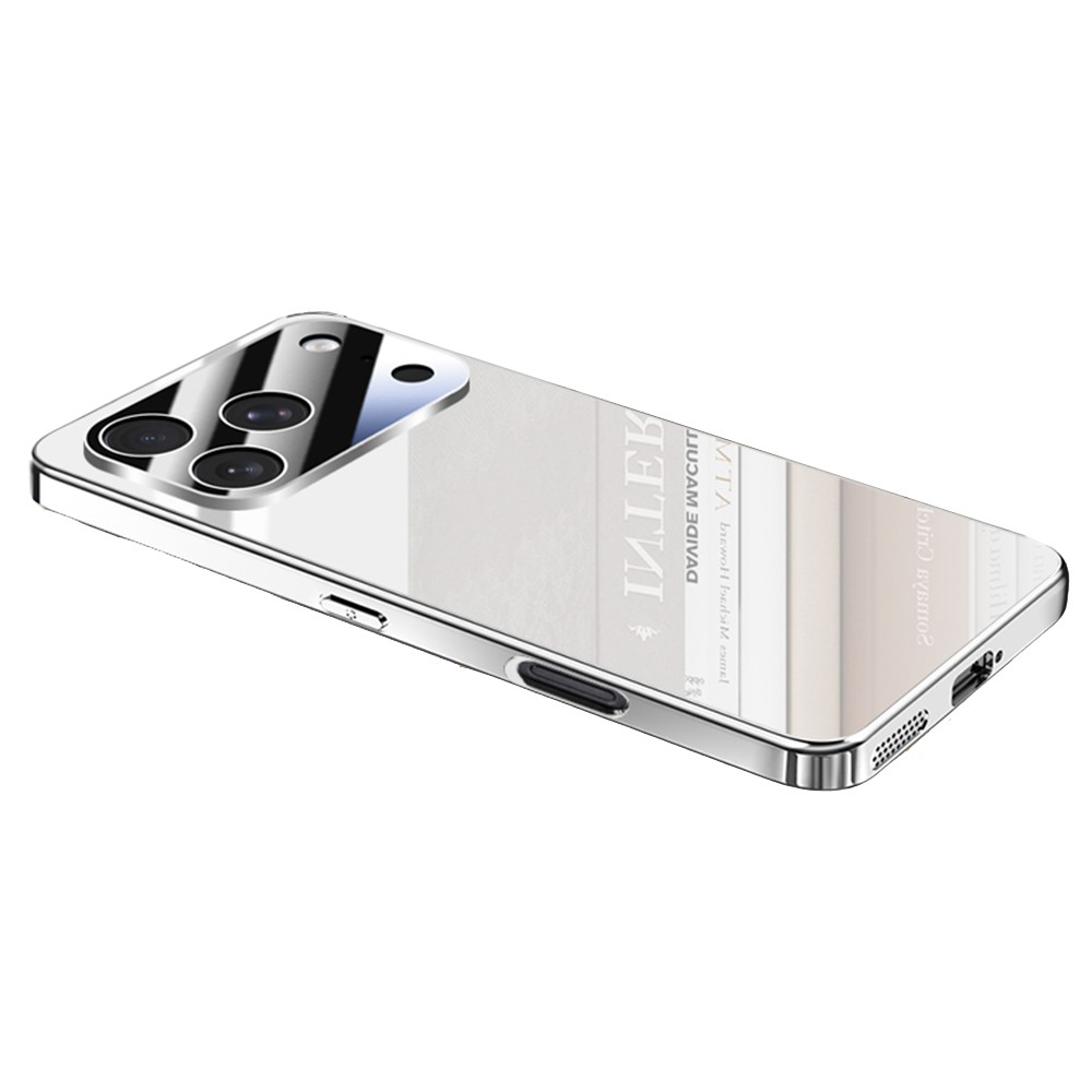 For iPhone 17 Pro Case Electroplating PC Phone Back Cover with Camera Lens Protector - Silver