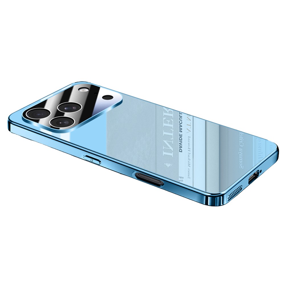 For iPhone 17 Pro Case Electroplating PC Phone Back Cover with Camera Lens Protector - Blue