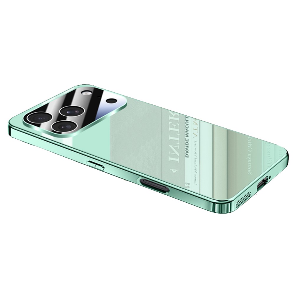 For iPhone 17 Pro Max Case Electroplating PC Phone Back Cover with Camera Lens Protector - Cyan