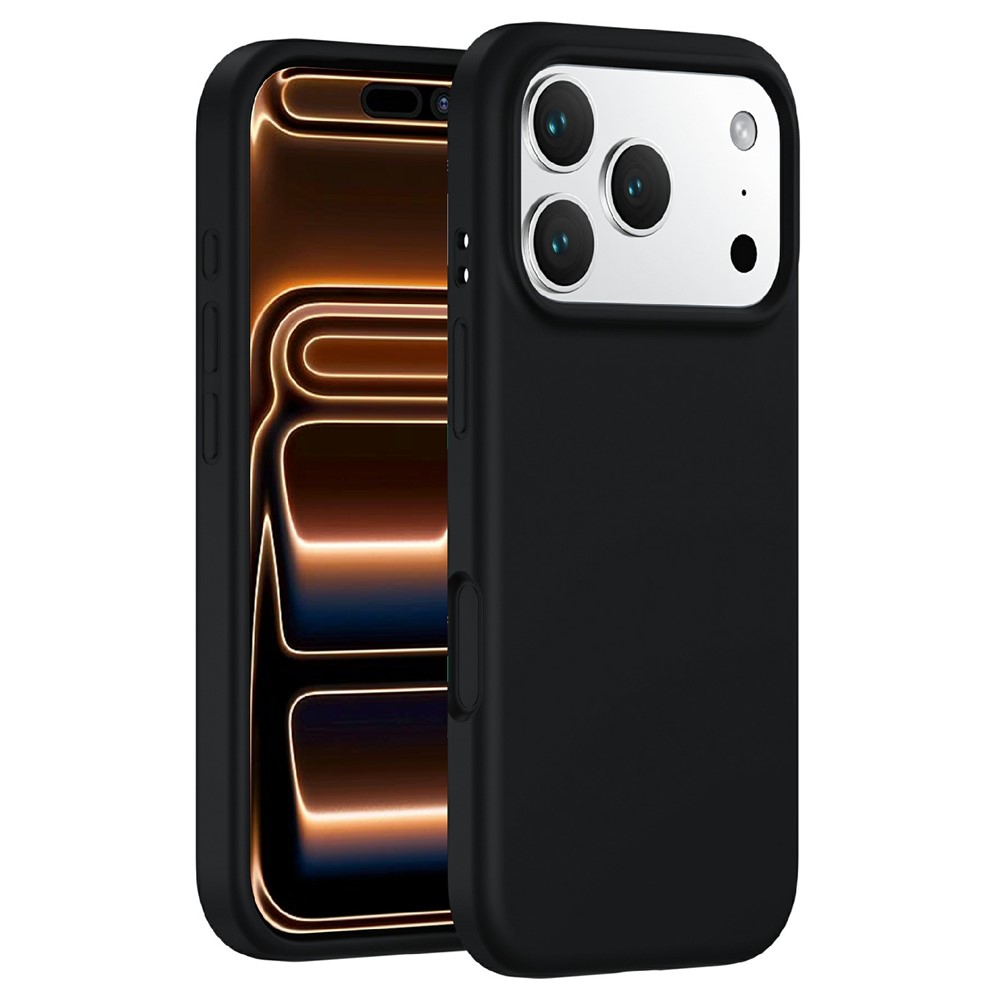 For iPhone 17 Pro Max Magnetic Case PC + Liquid Silicone Anti-Scratch Phone Cover - Black