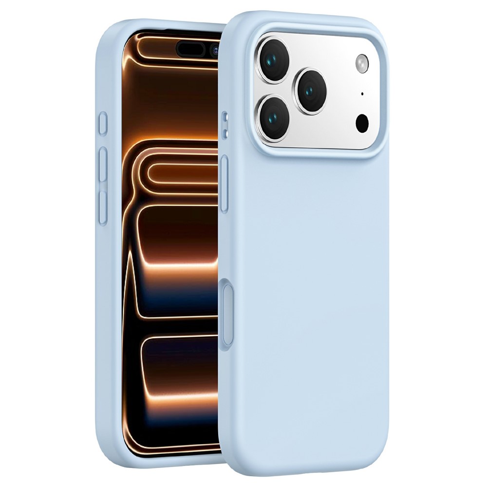 For iPhone 17 Pro Max Magnetic Case PC + Liquid Silicone Anti-Scratch Phone Cover - Baby Blue