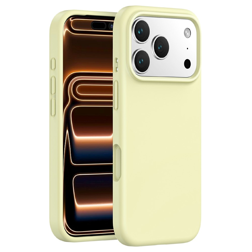 For iPhone 17 Pro Magnetic Case PC + Liquid Silicone Anti-Scratch Phone Cover - Cream Yellow