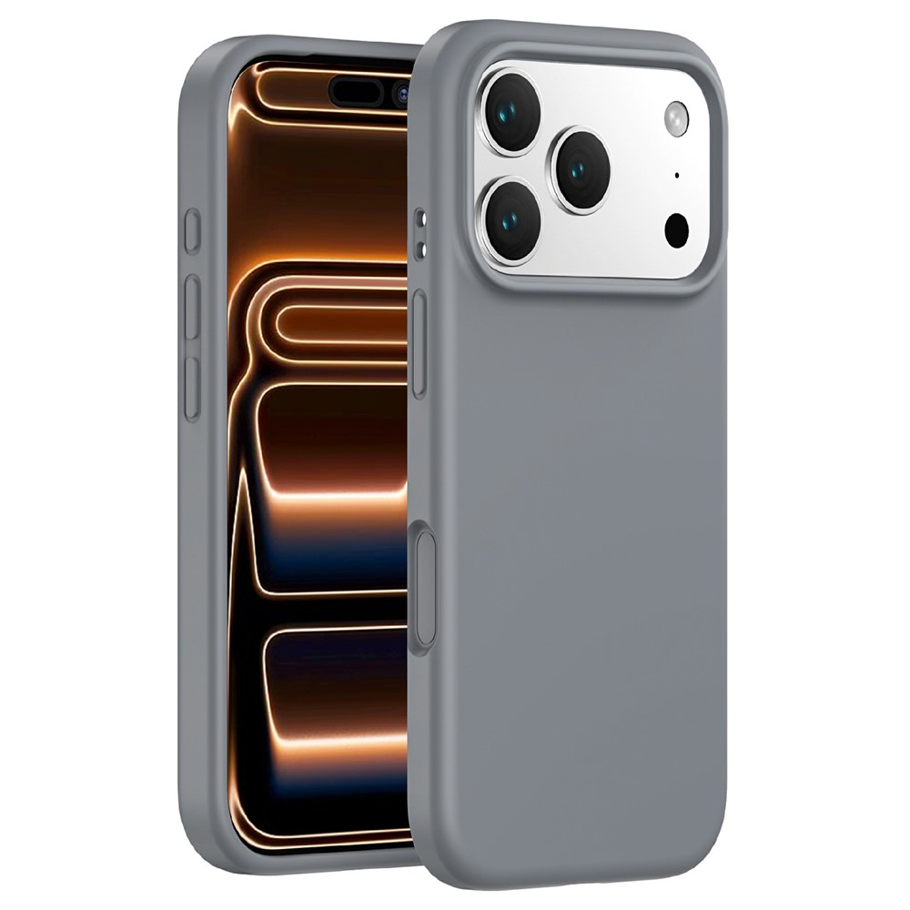 For iPhone 17 Pro Magnetic Case PC + Liquid Silicone Anti-Scratch Phone Cover - Charcoal Grey