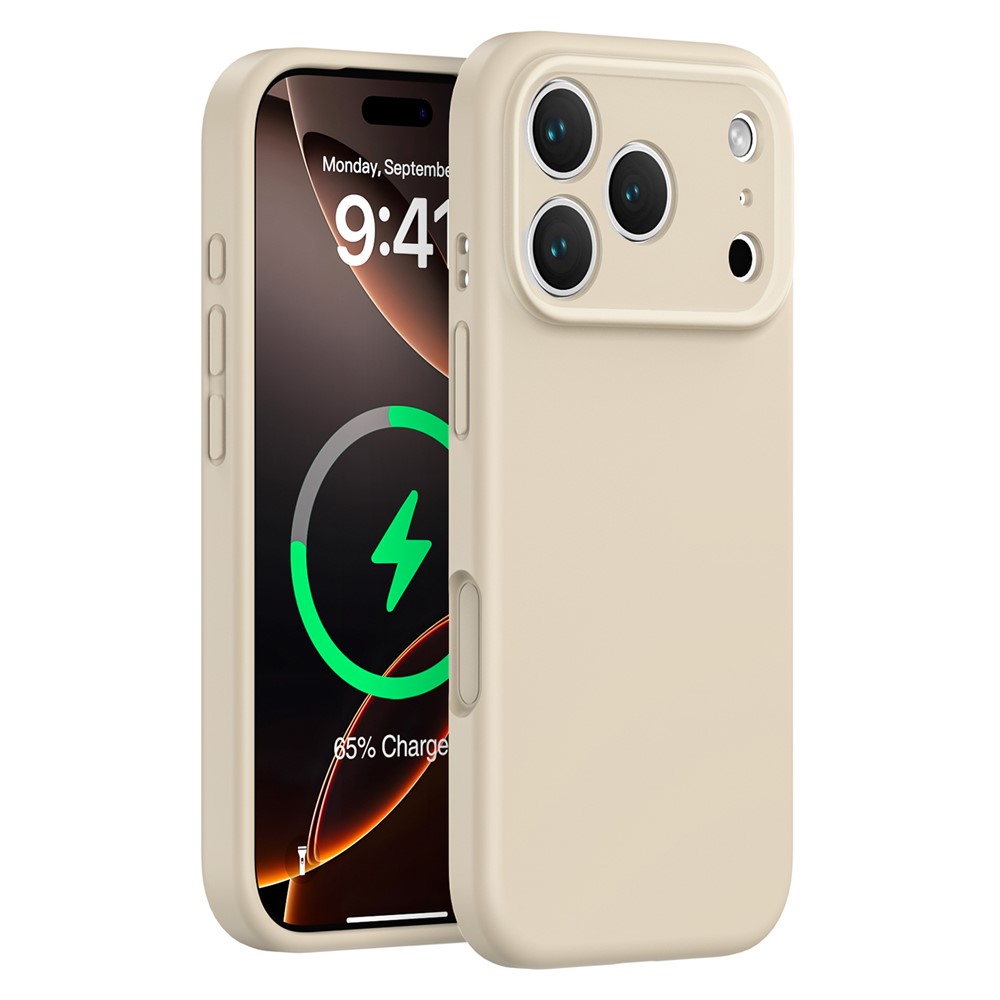 For iPhone 17 Pro Max Magnetic Case Precise Cutouts PC + Liquid Silicone Protective Phone Cover - Coffee