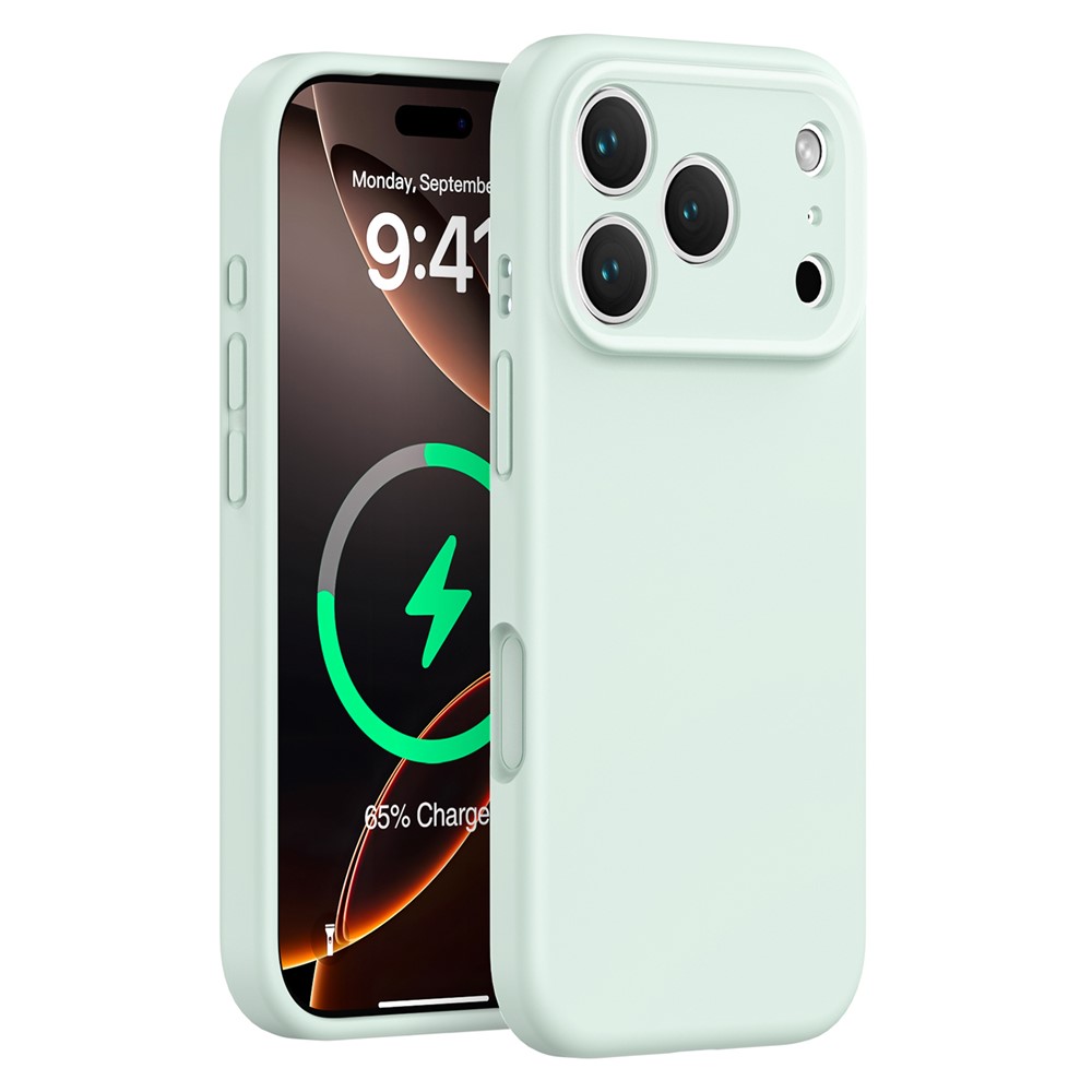 For iPhone 17 Pro Max Magnetic Case Precise Cutouts PC + Liquid Silicone Protective Phone Cover - Light Green