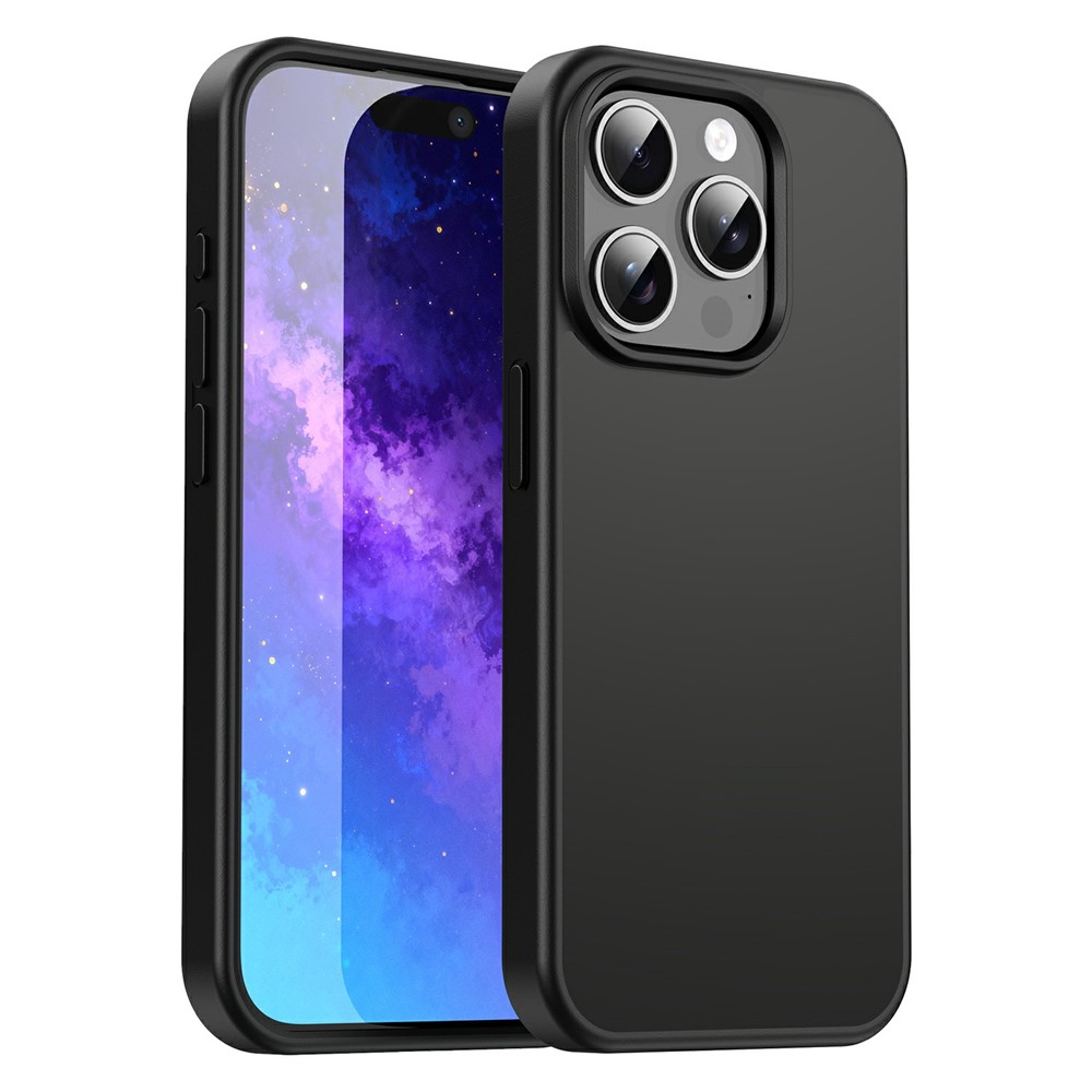 For iPhone 15 Pro Max Case Skin Touch Matte Anti Drop TPU PC Phone Back Cover - All Black