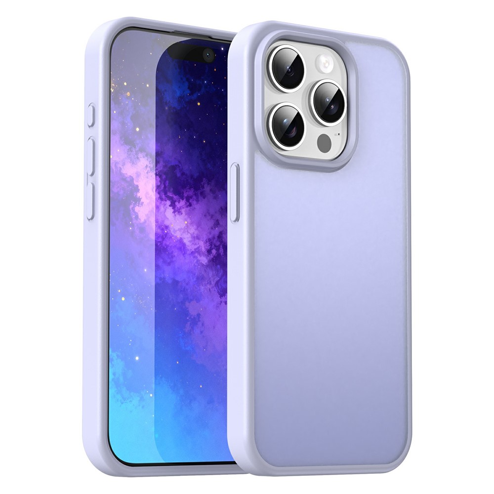 For iPhone 15 Pro Max Case Skin Touch Matte Anti Drop TPU PC Phone Back Cover - Lavender Purple