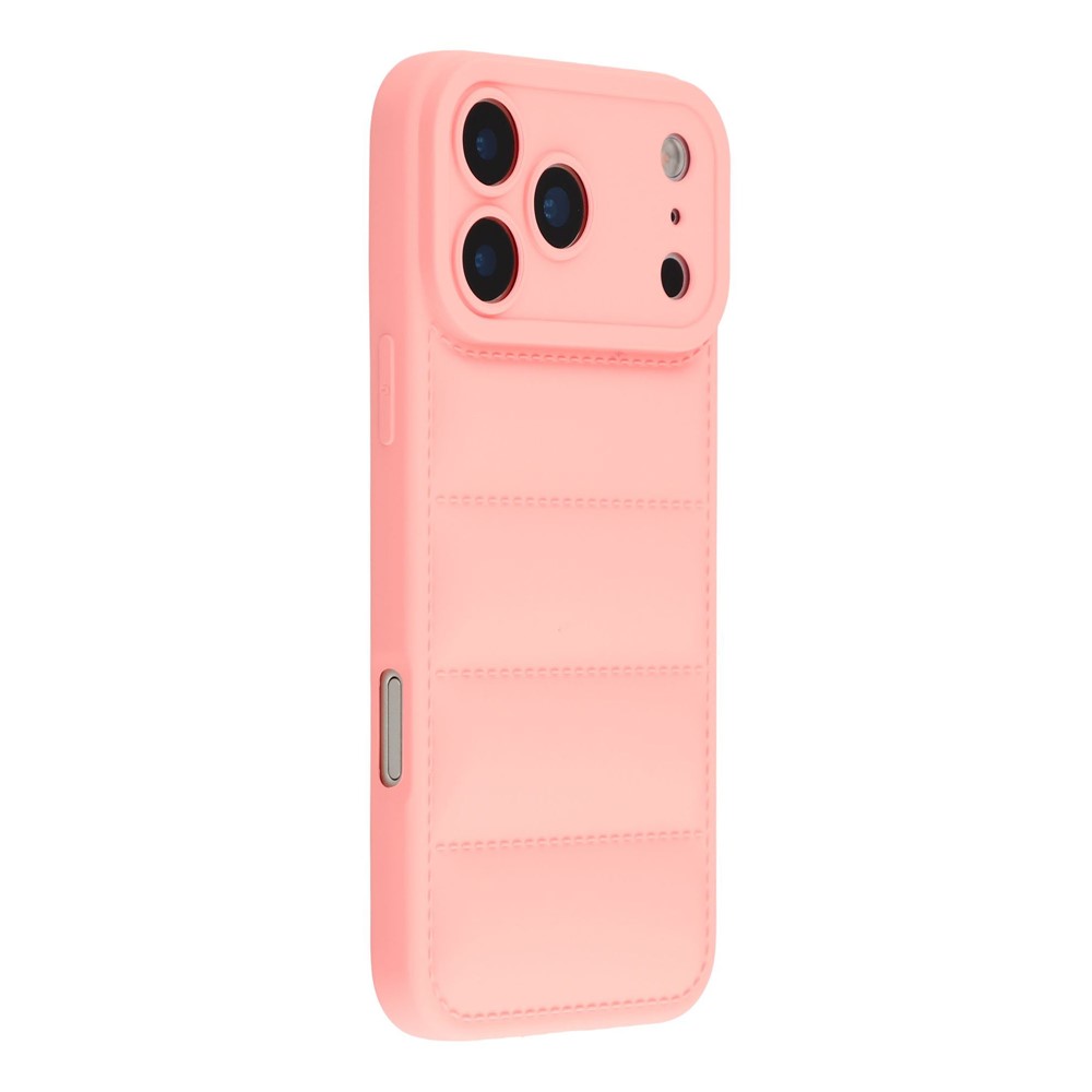 For iPhone 17 Pro Max TPU Case Down Jacket Design Shock-Absorbent Phone Protector - Pink