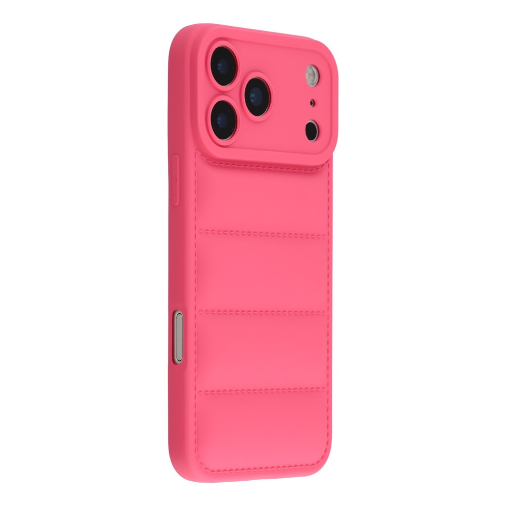 For iPhone 17 Pro Max TPU Case Down Jacket Design Shock-Absorbent Phone Protector - Rose