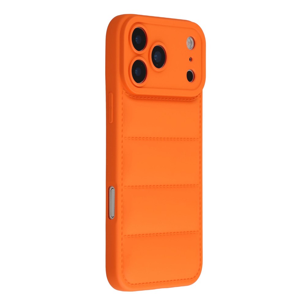 For iPhone 17 Pro TPU Case Down Jacket Design Shock-Absorbent Phone Protector - Orange