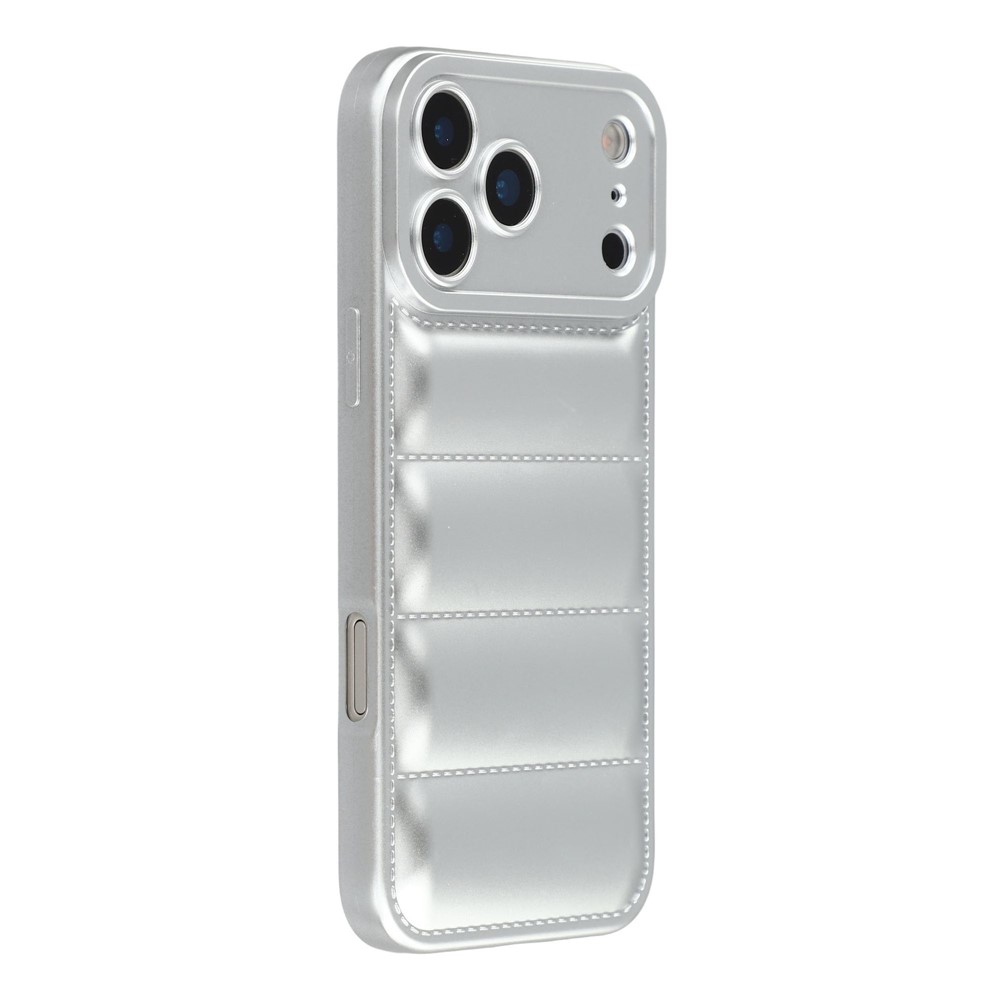 For iPhone 17 Pro TPU Case Down Jacket Design Shock-Absorbent Phone Protector - Silver