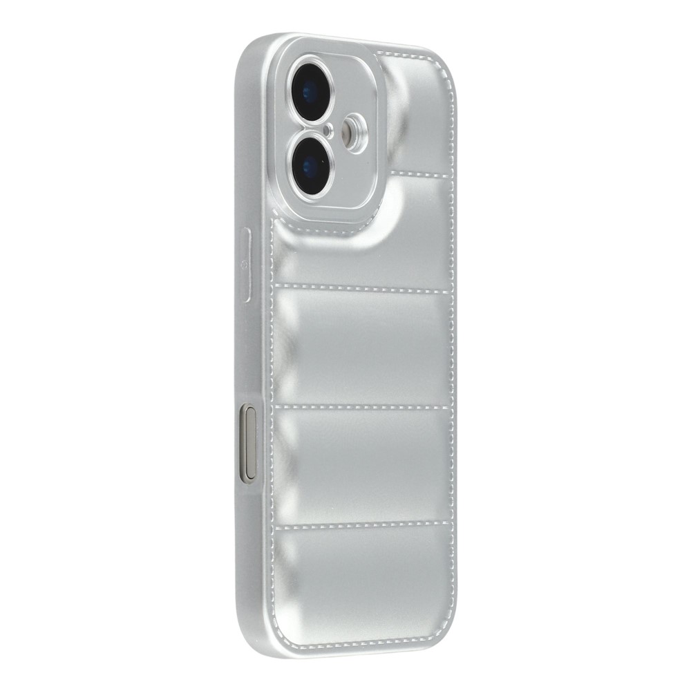 For iPhone 17 TPU Case Down Jacket Design Shock-Absorbent Phone Protector - Silver
