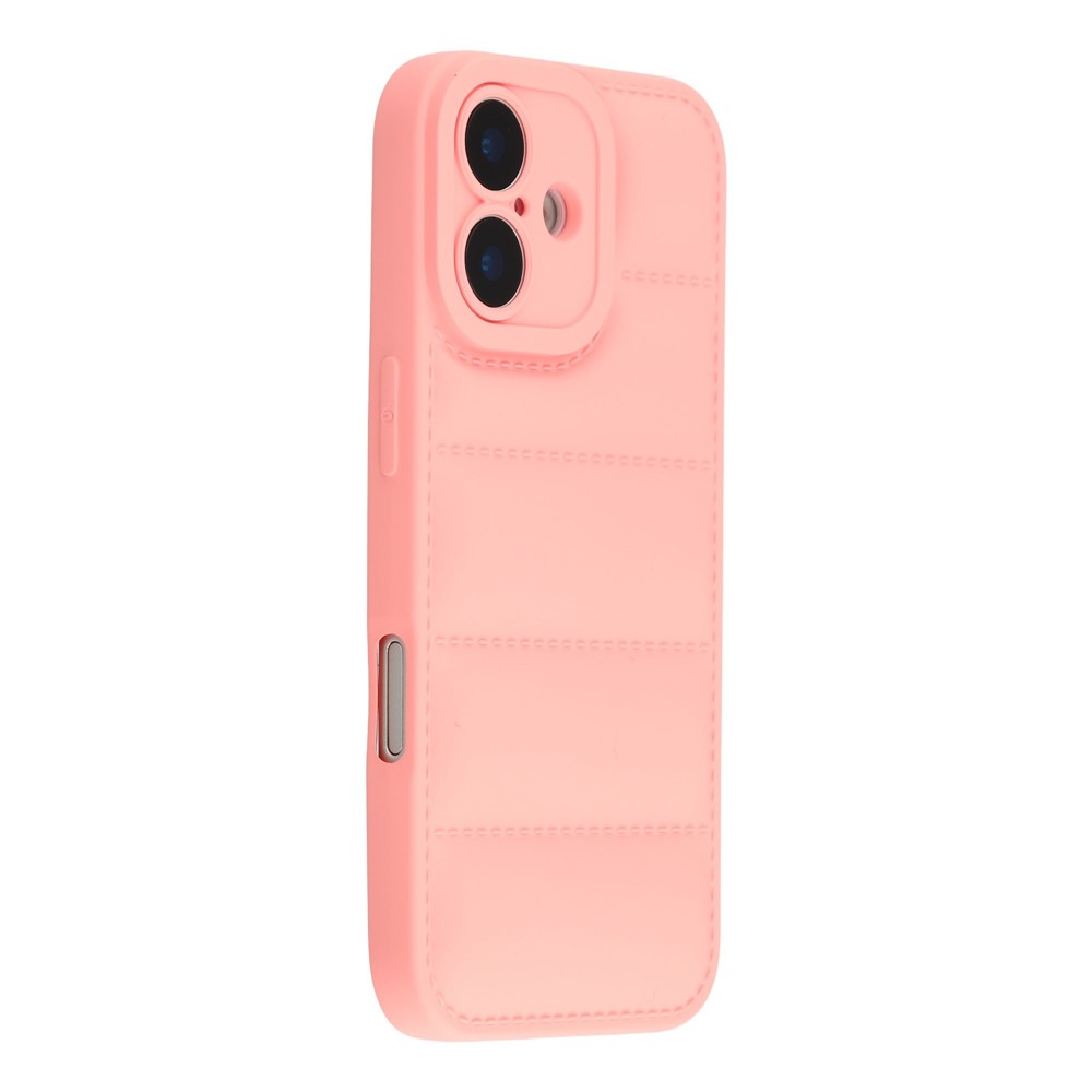 For iPhone 17 TPU Case Down Jacket Design Shock-Absorbent Phone Protector - Pink