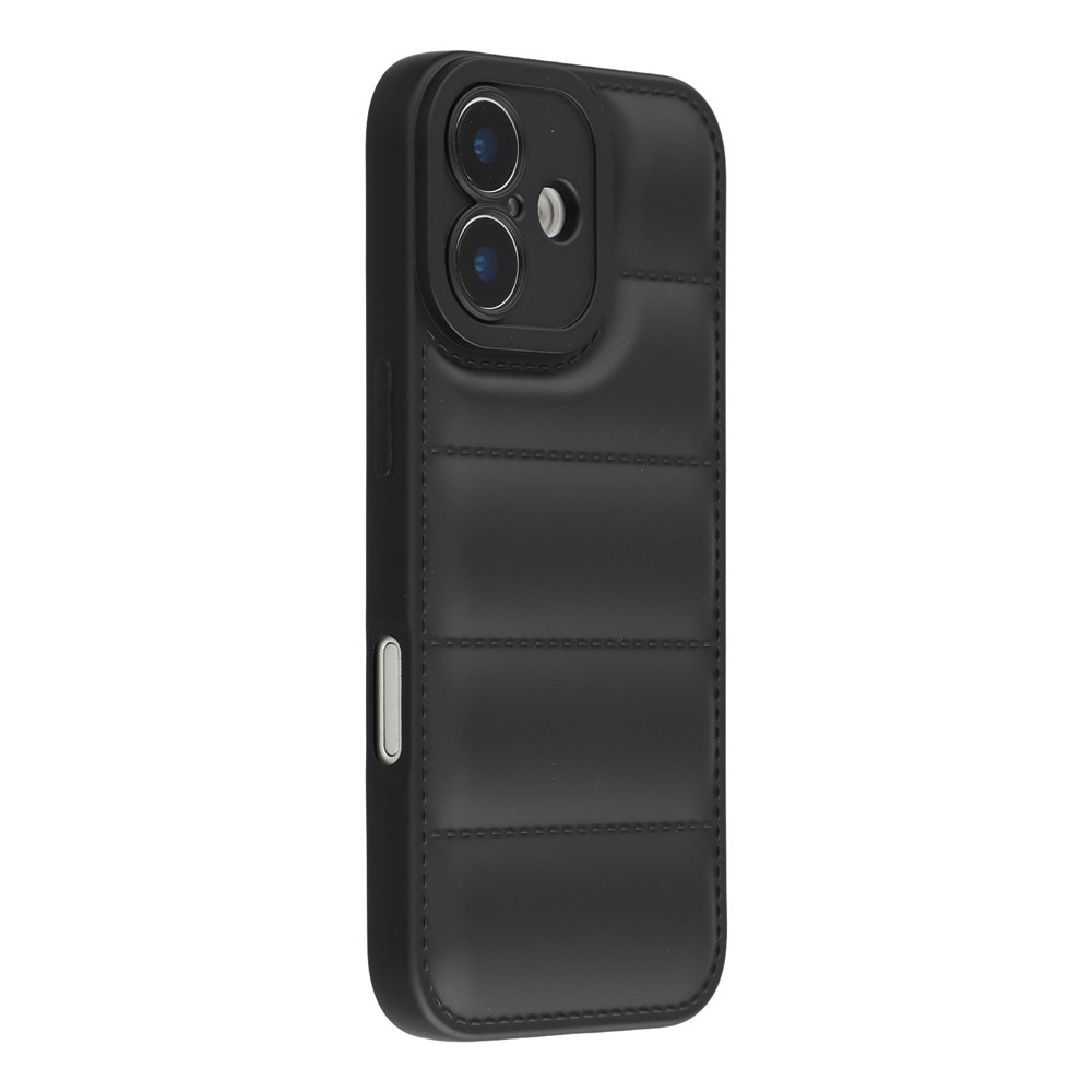 For iPhone 17 TPU Case Down Jacket Design Shock-Absorbent Phone Protector - Black