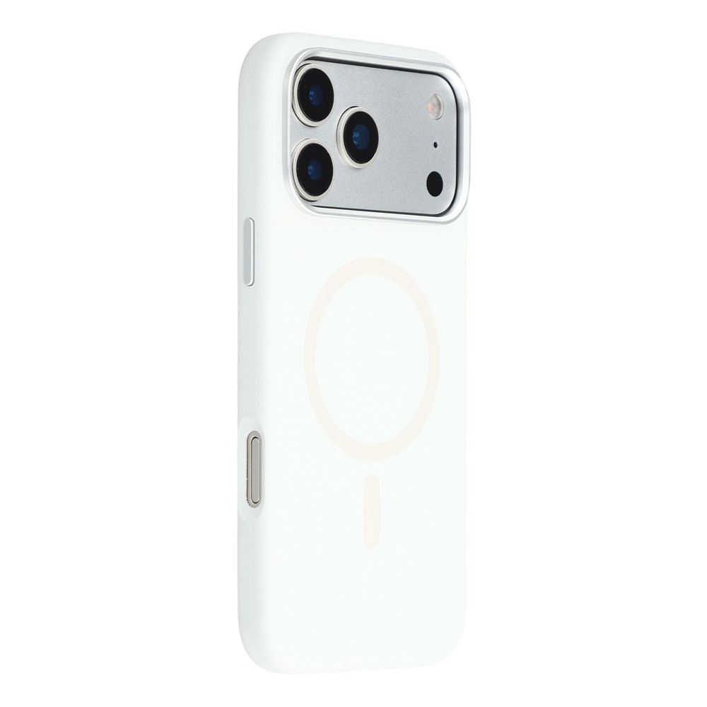 MUTURAL For iPhone 17 Pro Case Compatible with MagSafe Liquid Silicone + PC Back Cover with Metal Camera Frame - White