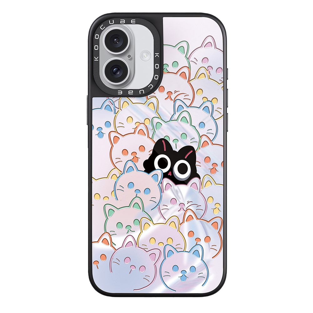 For iPhone 16 Case Compatible with MagSafe Pattern Printing TPU PC High Aluminium-silicon Glass Phone Cover - Style D