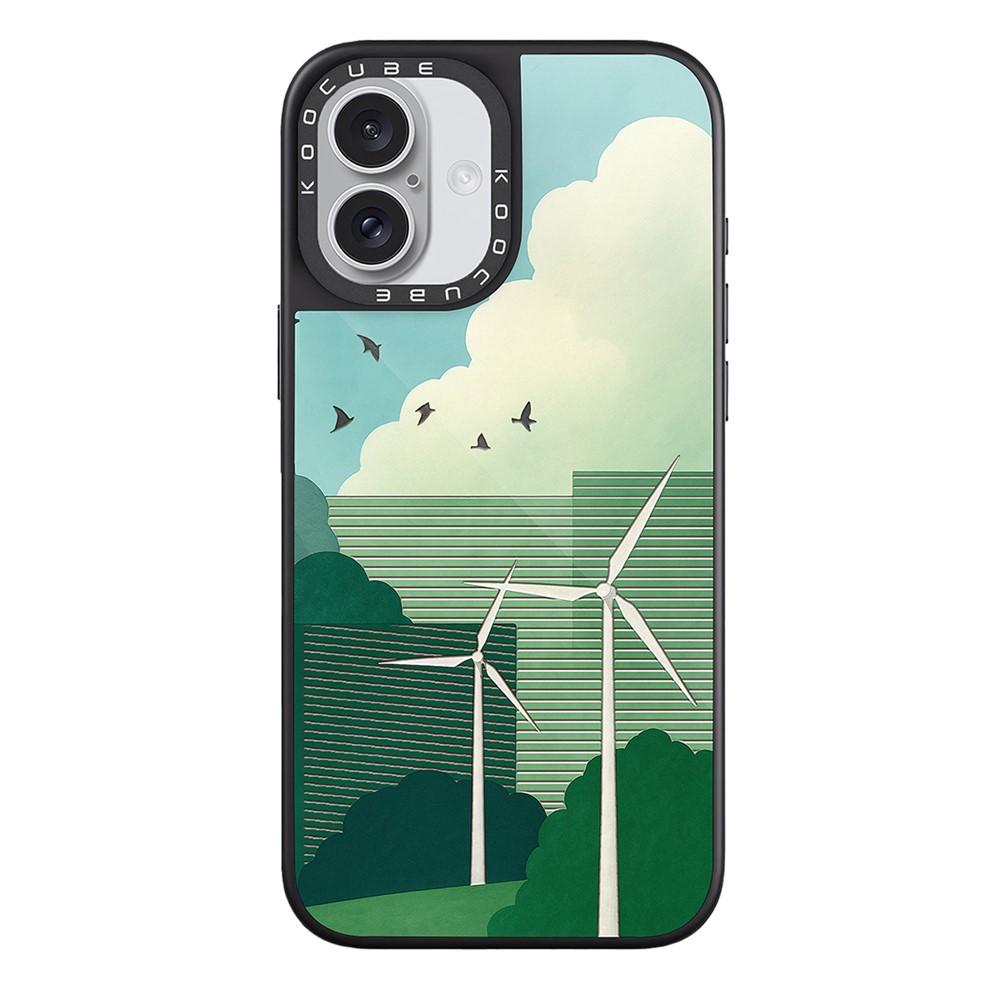 For iPhone 16 Case Compatible with MagSafe Pattern Printing TPU PC High Aluminium-silicon Glass Phone Cover - Style Q