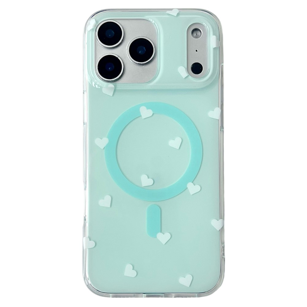 For iPhone 17 Pro Max Case Little Heart Pattern TPU + PC Protective Phone Cover Compatible with MagSafe - Blue