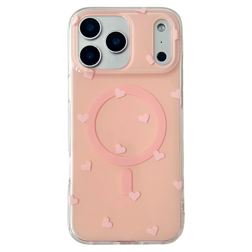 For iPhone 17 Pro Max Case Little Heart Pattern TPU + PC Protective Phone Cover Compatible with MagSafe - Pink