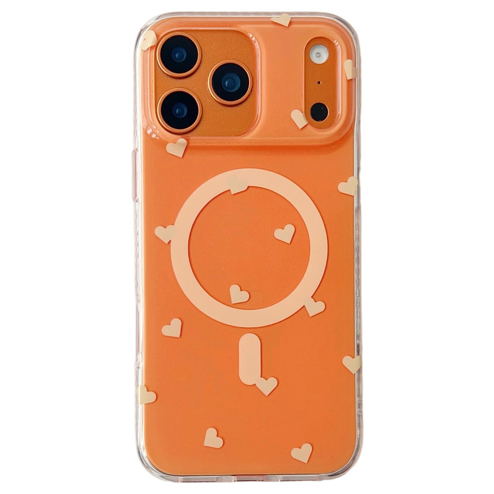 For iPhone 17 Pro Case Little Heart Pattern TPU + PC Protective Phone Cover Compatible with MagSafe - Orange