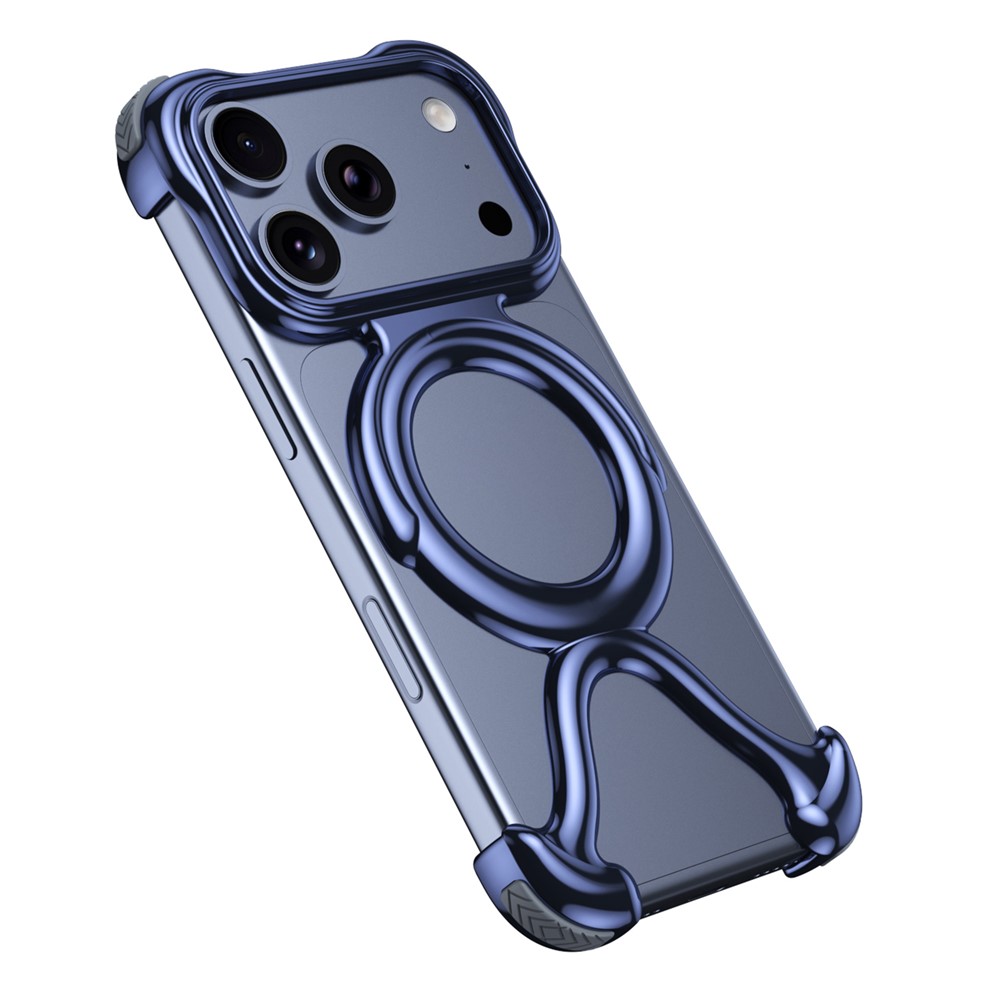 For iPhone 17 Pro Bumper Case Hard PC Magnetic Phone Cover Hollow Out Heat Dissipation - Blue
