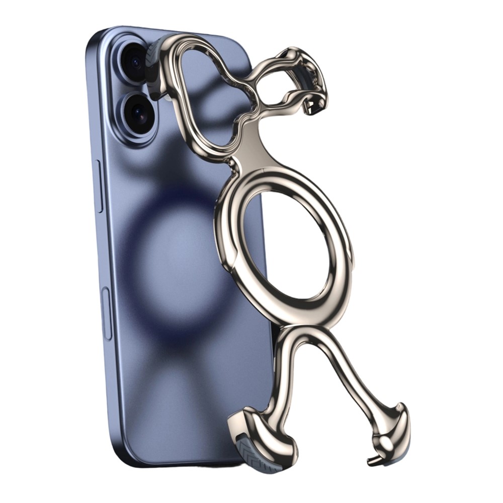 For iPhone 17 Bumper Case Hard PC Magnetic Phone Cover Hollow Out Heat Dissipation - Titanium Grey