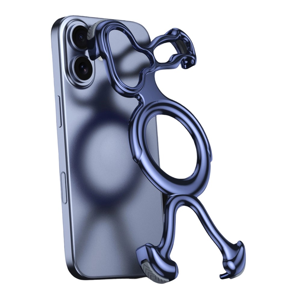 For iPhone 17 Bumper Case Hard PC Magnetic Phone Cover Hollow Out Heat Dissipation - Blue