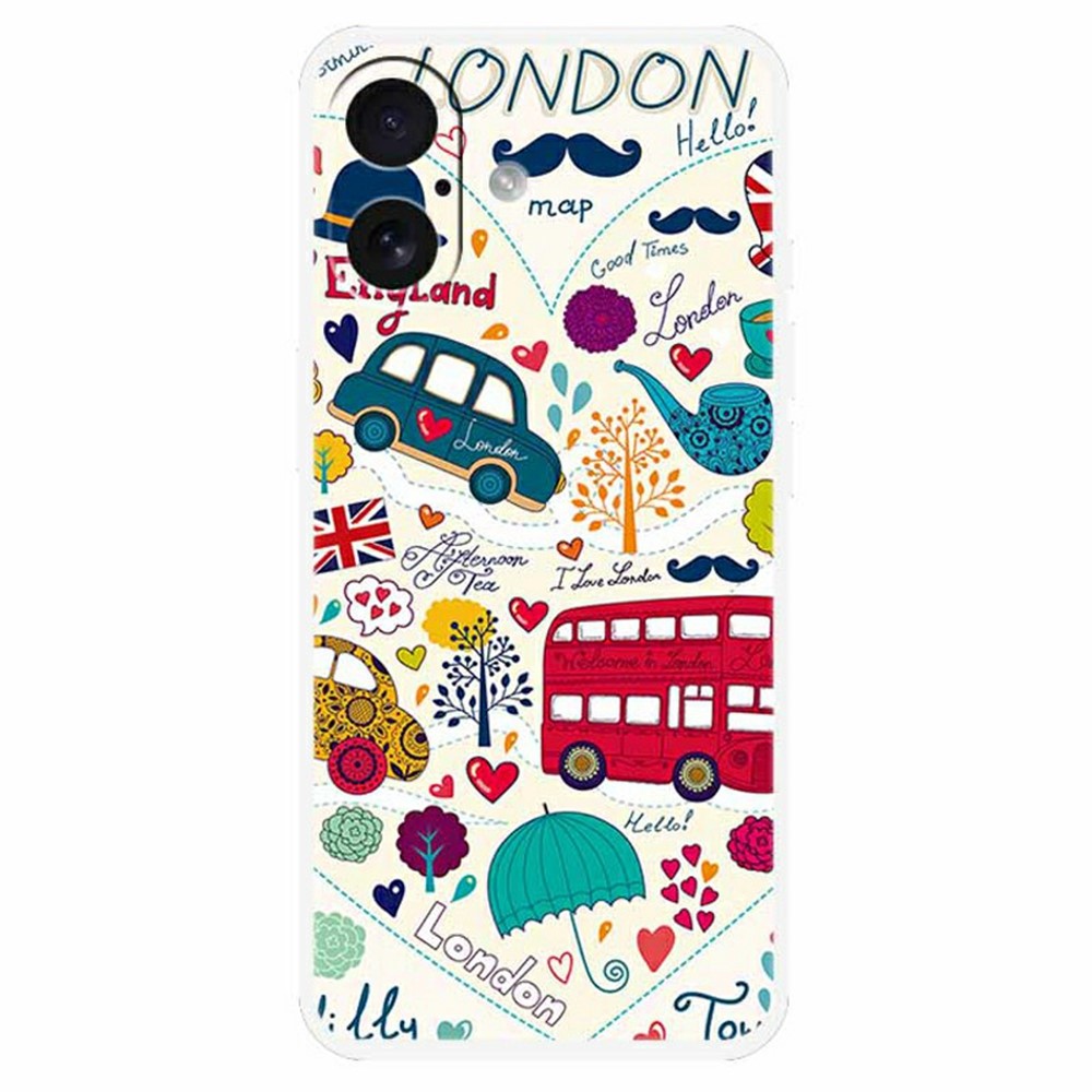 for iPhone 17 TPU Case Pattern Printing Anti Fall Phone Back Cover - Red Bus