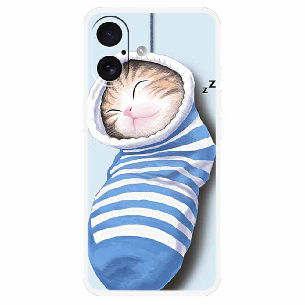 for iPhone 17 TPU Case Pattern Printing Anti Fall Phone Back Cover - Socks and Cat