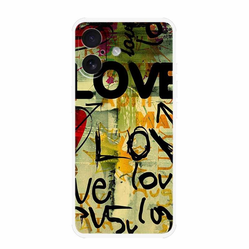 For iPhone 17 Case TPU Pattern Printed Shockproof Phone Cover - Love