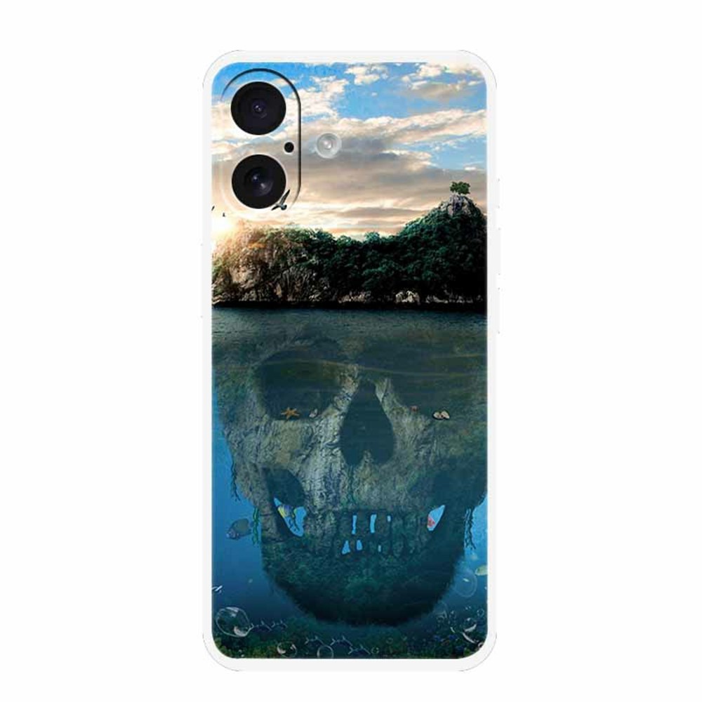 For iPhone 17 Case TPU Pattern Printed Shockproof Phone Cover - Skull Mountain