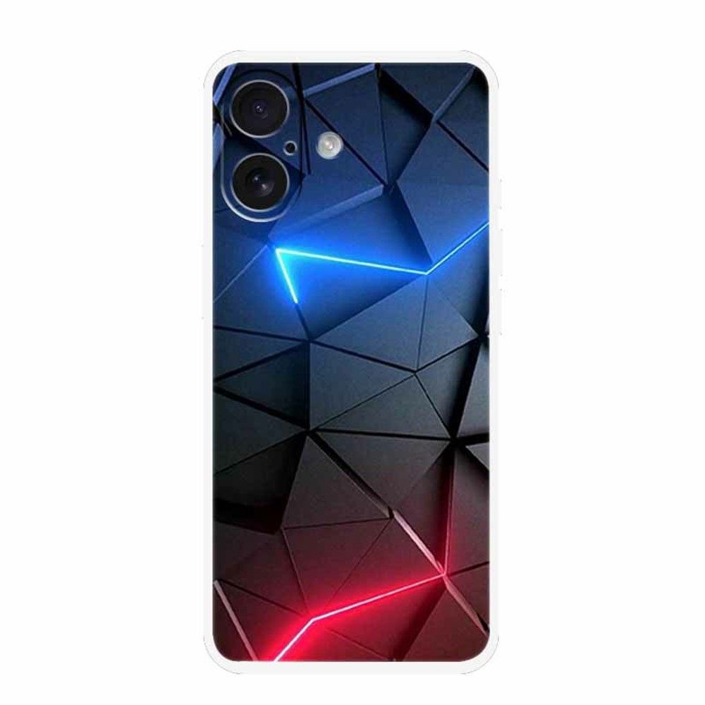 For iPhone 17 Case TPU Pattern Printed Shockproof Phone Cover - Red + Blue