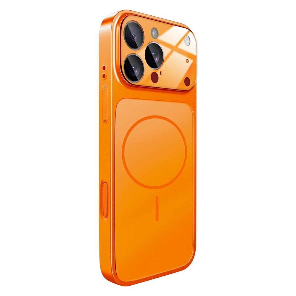 Bulk Purchasing For iPhone 16 Pro Magnetic Case Transfer to 17 Pro Max PC Phone Cover with AG Corning Glass Lens Film - Titanium Orange