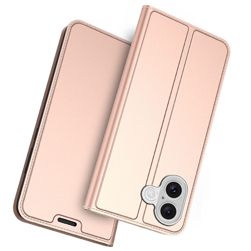 For 	iPhone 17 Case PU Leather Phone Cover with Card Holder Stand - Rose Gold
