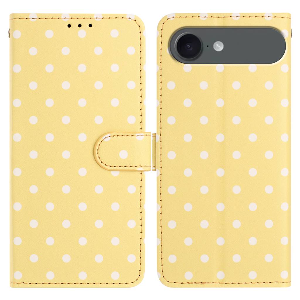 For iPhone Air Leather Case Polka Dot Pattern Wallet Stand Folio Phone Cover - Yellow