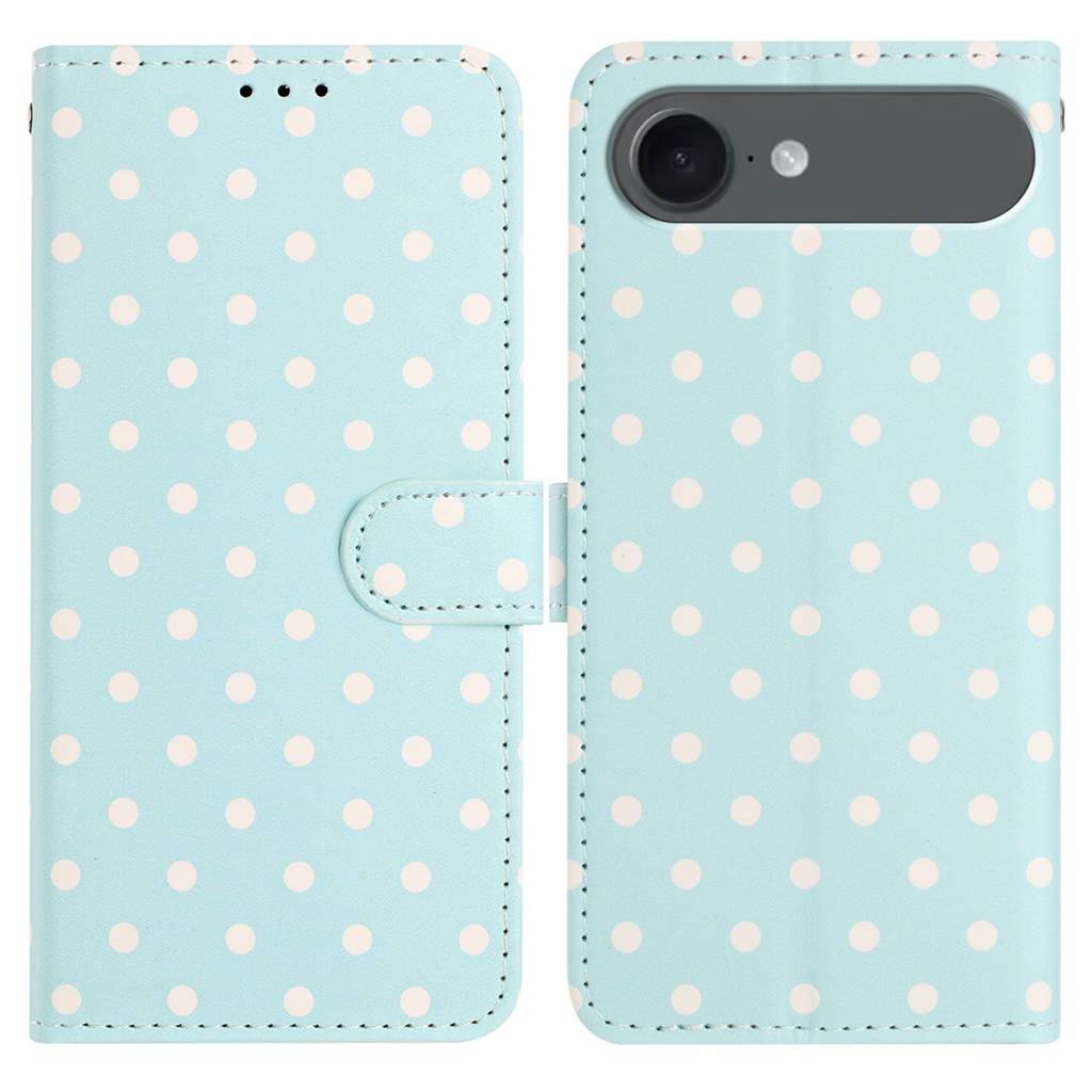 For iPhone Air Leather Case Polka Dot Pattern Wallet Stand Folio Phone Cover - Blue