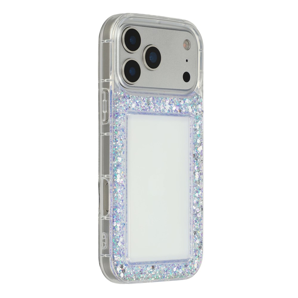 For iPhone 17 Pro Max Case Glitter Epoxy Soft TPU Clear Back Cover - Purple