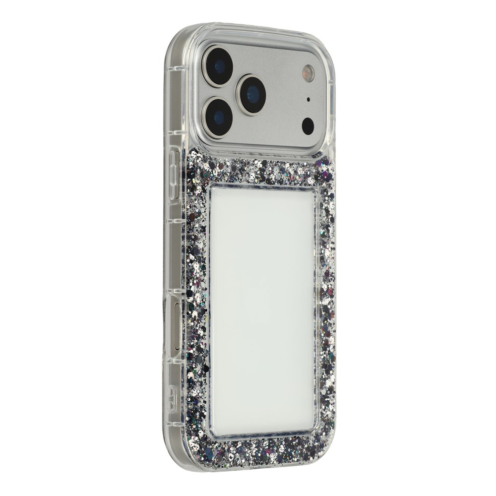 For iPhone 17 Pro Max Case Glitter Epoxy Soft TPU Clear Back Cover - Black