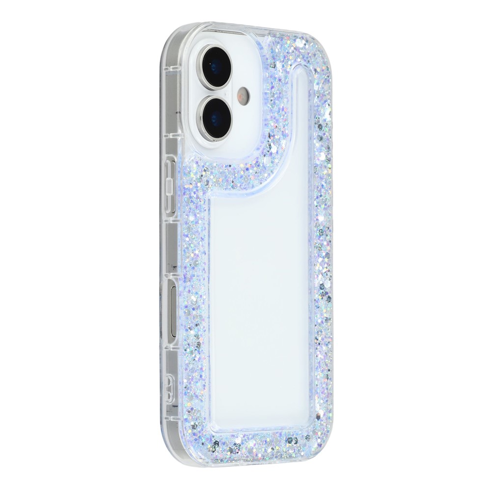 For iPhone 17 Case Glitter Epoxy Soft TPU Clear Back Cover - Purple