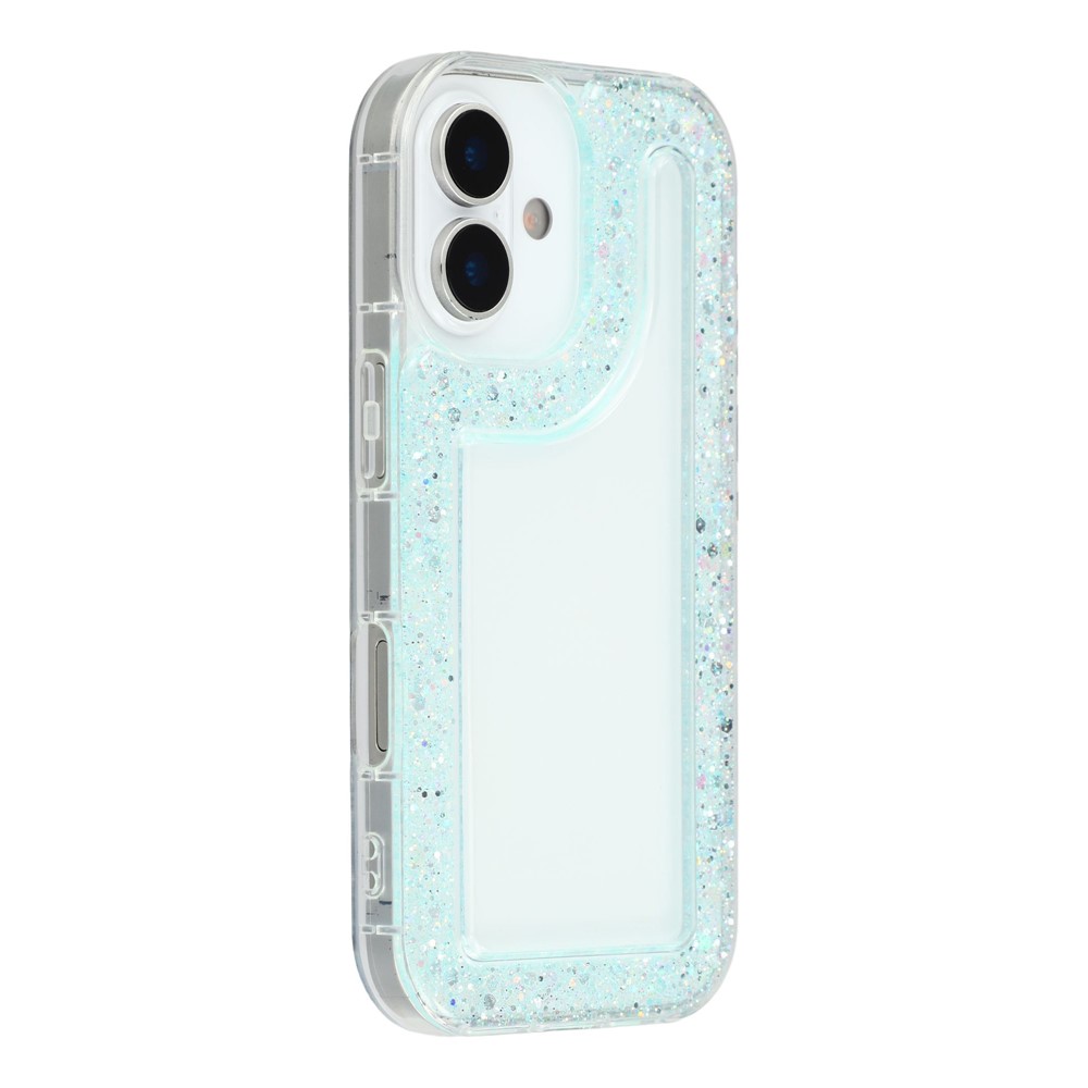 For iPhone 17 Case Glitter Epoxy Soft TPU Clear Back Cover - Green