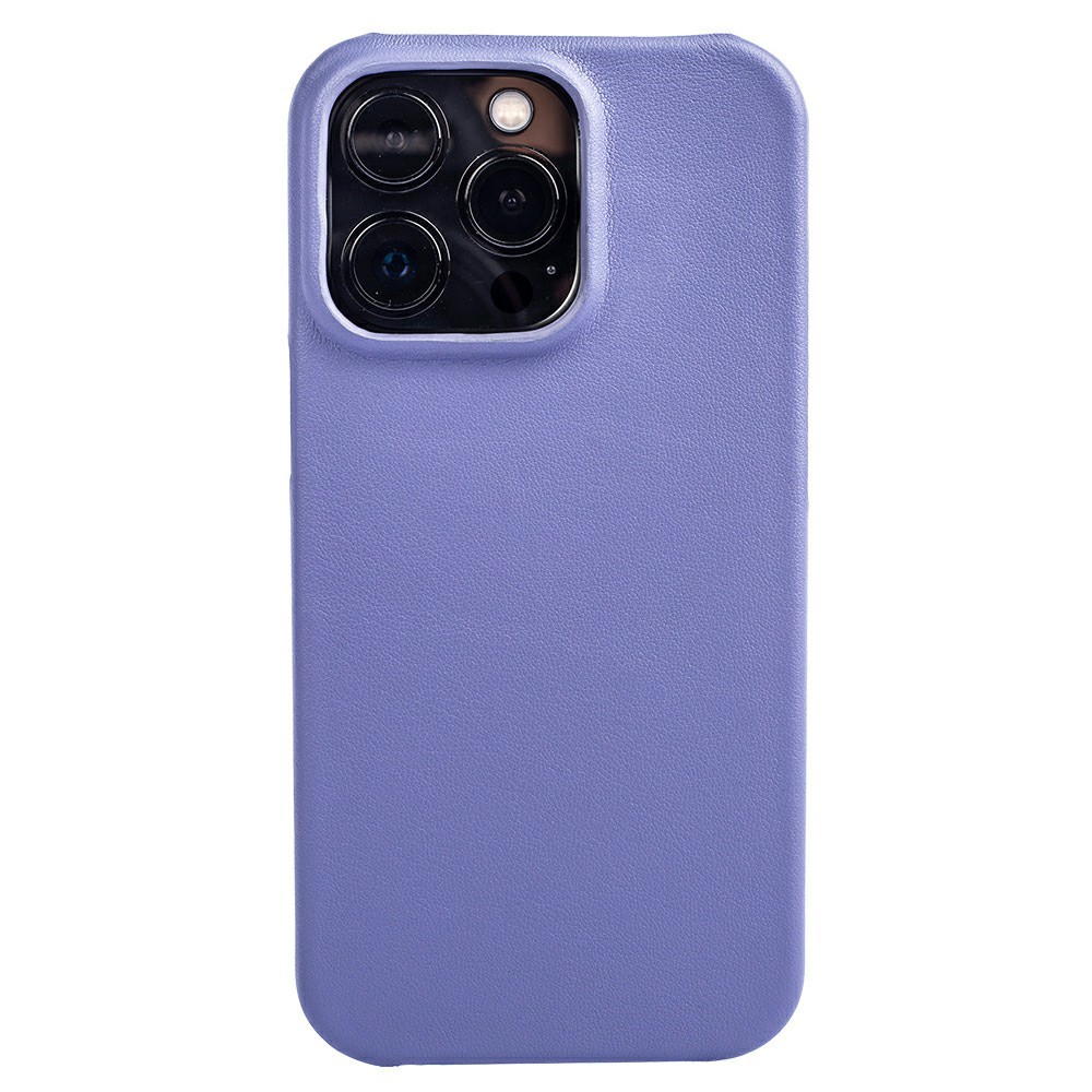 For iPhone 16 Pro Case Nappa Texture Genuine Cow Leather + PC Phone Cover - Blue