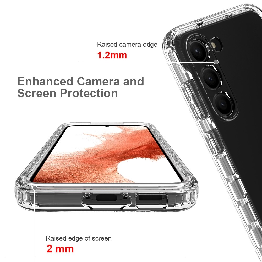 For Samsung Galaxy S23 Plus 3-in-1 Hybrid PC + TPU Phone Protective Cover Gradient Anti-drop Case with PET Screen Protector - Transparent-5