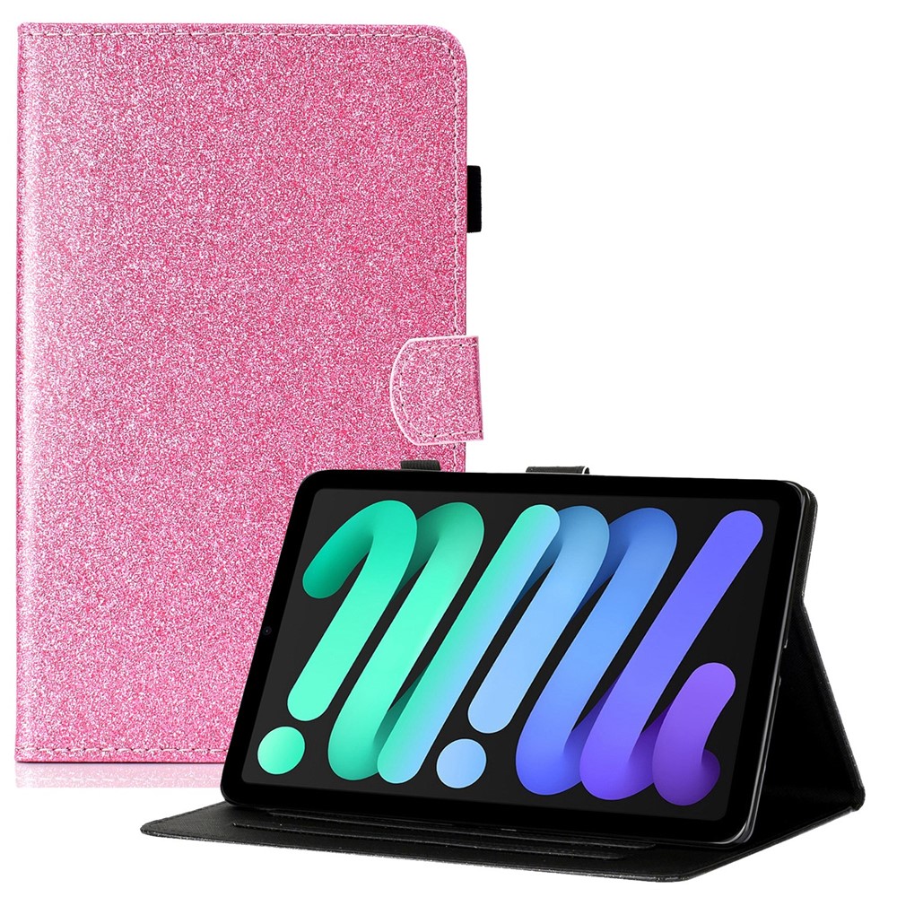 For iPad (2025) / 10.9 (2022) Glitter Powder PU Leather Tablet Case Auto Wake / Sleep Anti-Scratch Cover with Stand Card Holder - Pink