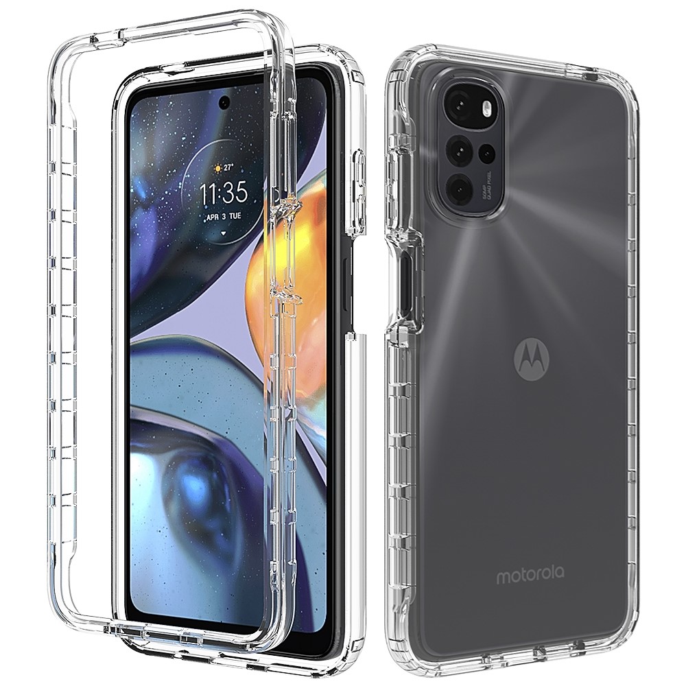 For Motorola Moto G22 Stylish Gradient TPU + PC Phone Protective Case Clear Anti-drop Anti-scratch Cover - Transparent-1