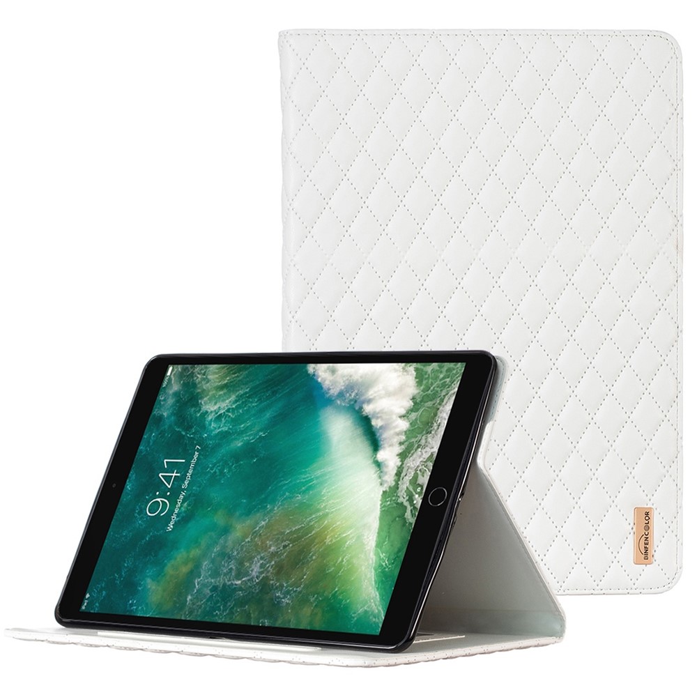 BINFEN COLOR For iPad 10.2 (2021) (2019) / (2020)  / iPad Pro 10.5-inch (2017) / iPad Air 10.5 inch (2019) Imprinted Tablet Case PU Leather Card Holder Folio Stand Cover - White