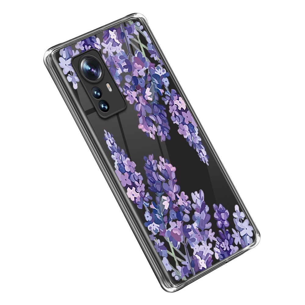 For Xiaomi 12 Pro 5G IMD Clear Phone Case Anti-Scratch Flexible TPU Pattern Printing Cover - Purple Tree-1