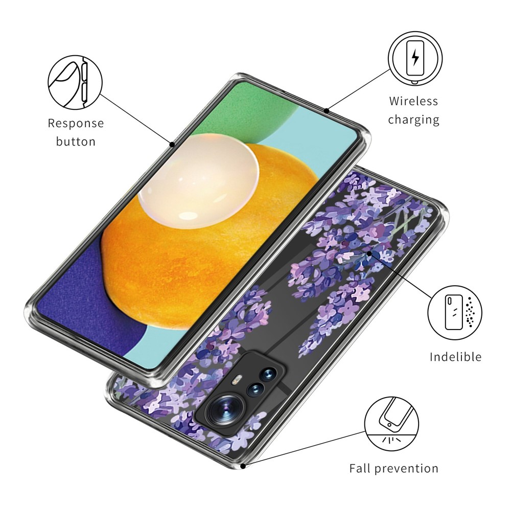 For Xiaomi 12 Pro 5G IMD Clear Phone Case Anti-Scratch Flexible TPU Pattern Printing Cover - Purple Tree-3