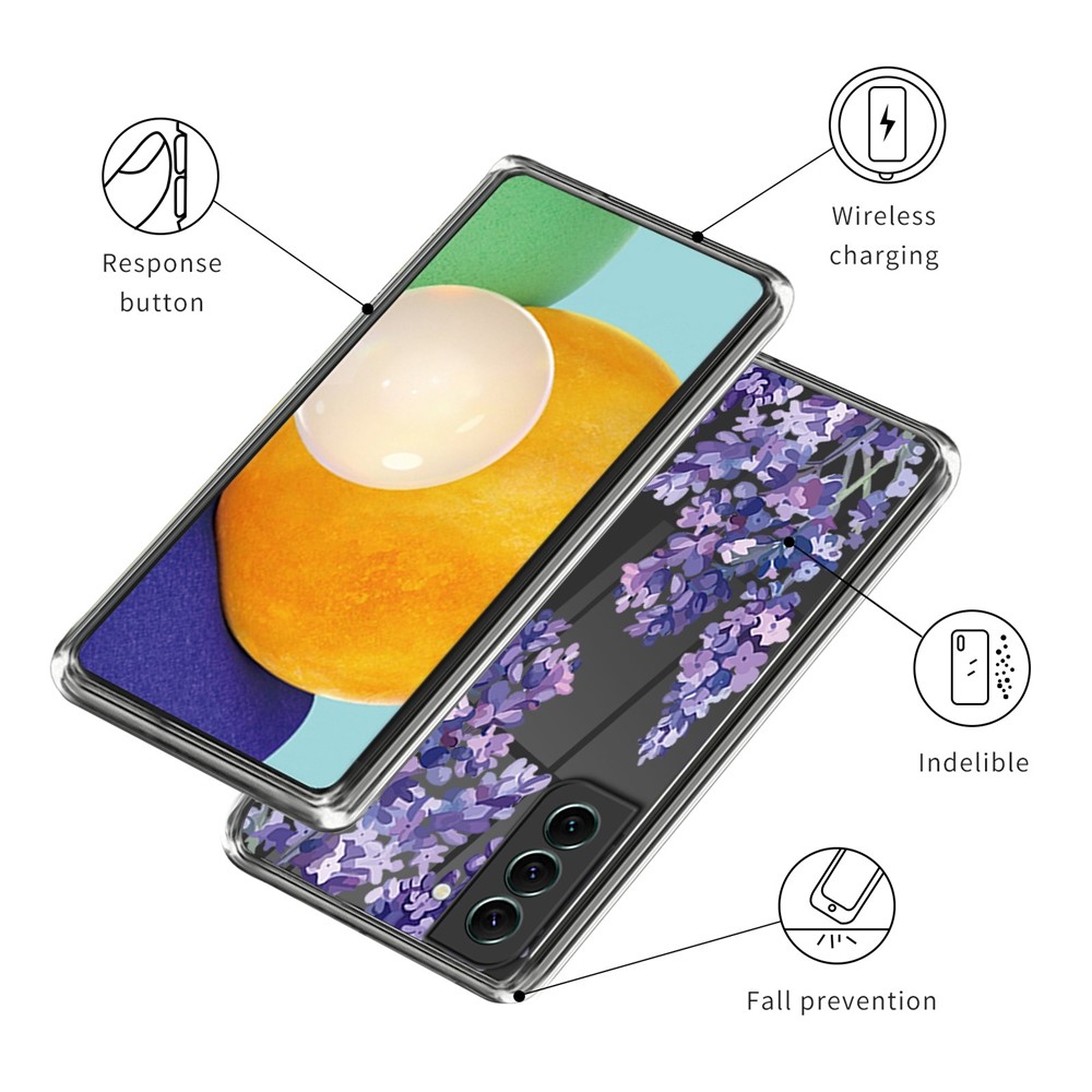 For Samsung Galaxy S23 Plus IMD Pattern Printing Transparent Cover Soft TPU Shockproof Protective Phone Case - Purple Tree-3