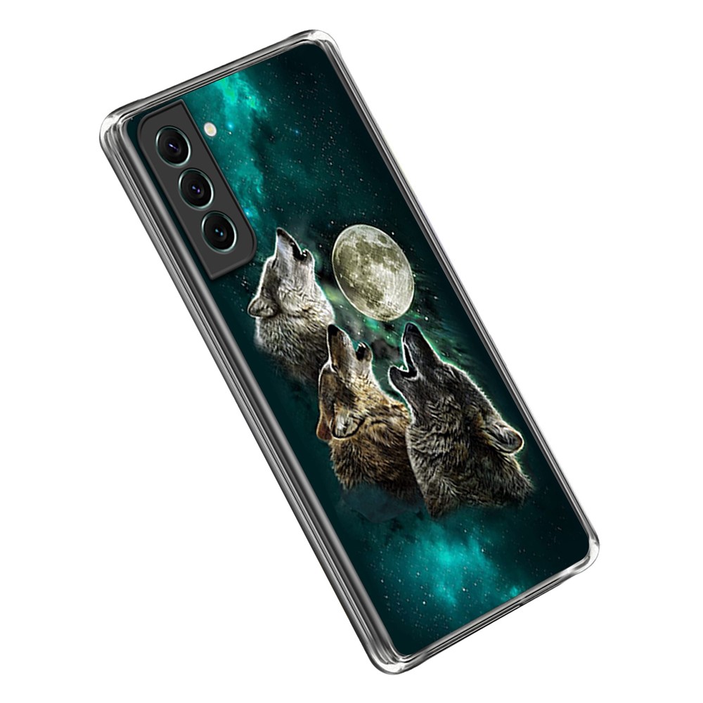 For Samsung Galaxy S23 Pattern Printing Soft TPU Protective Cover IMD Anti-yellowing Clear Phone Case - Three Wolves-1